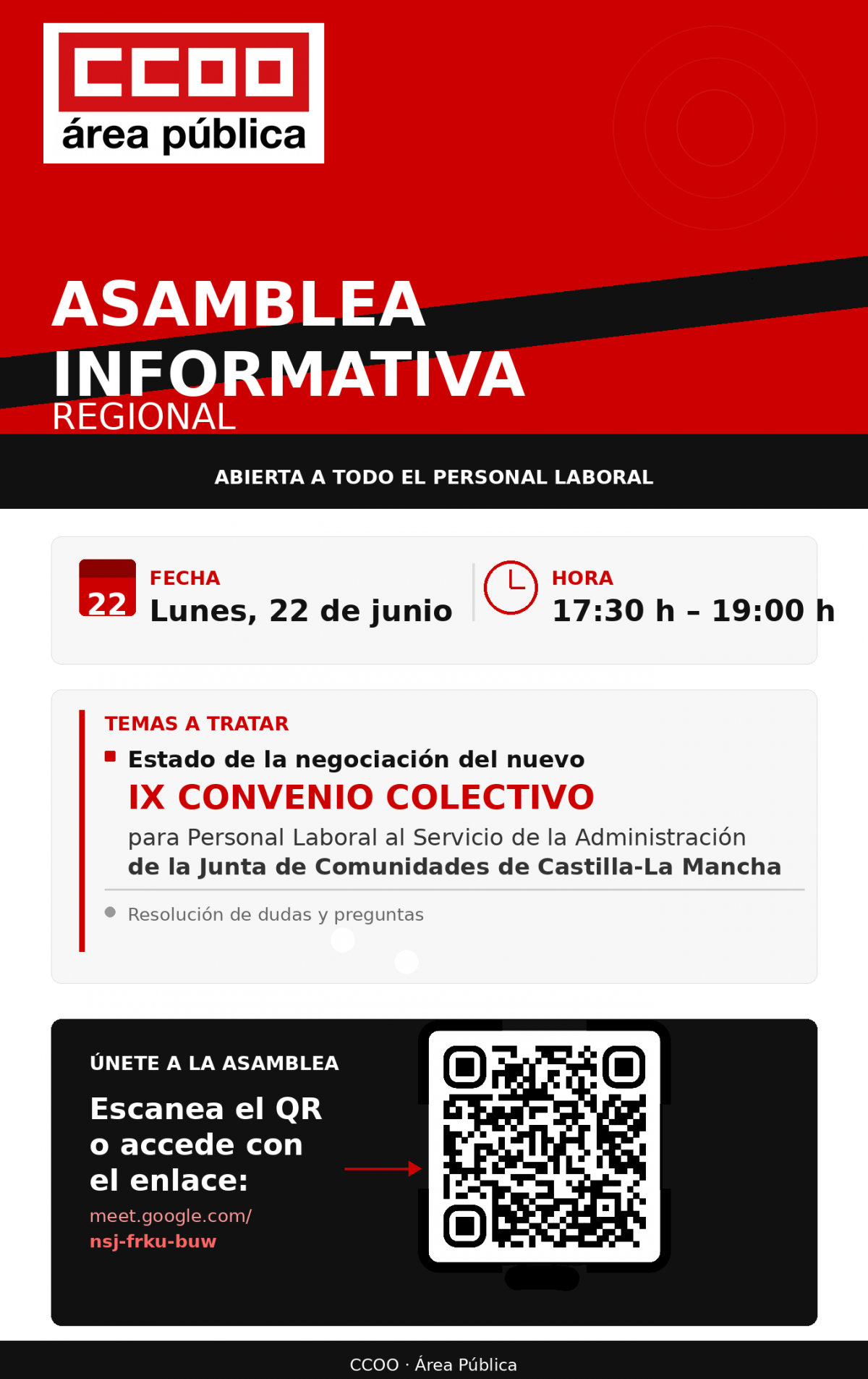 Asamblea informativa abierta sobre la negociación del IX Convenio Colectivo - 22/06/2026