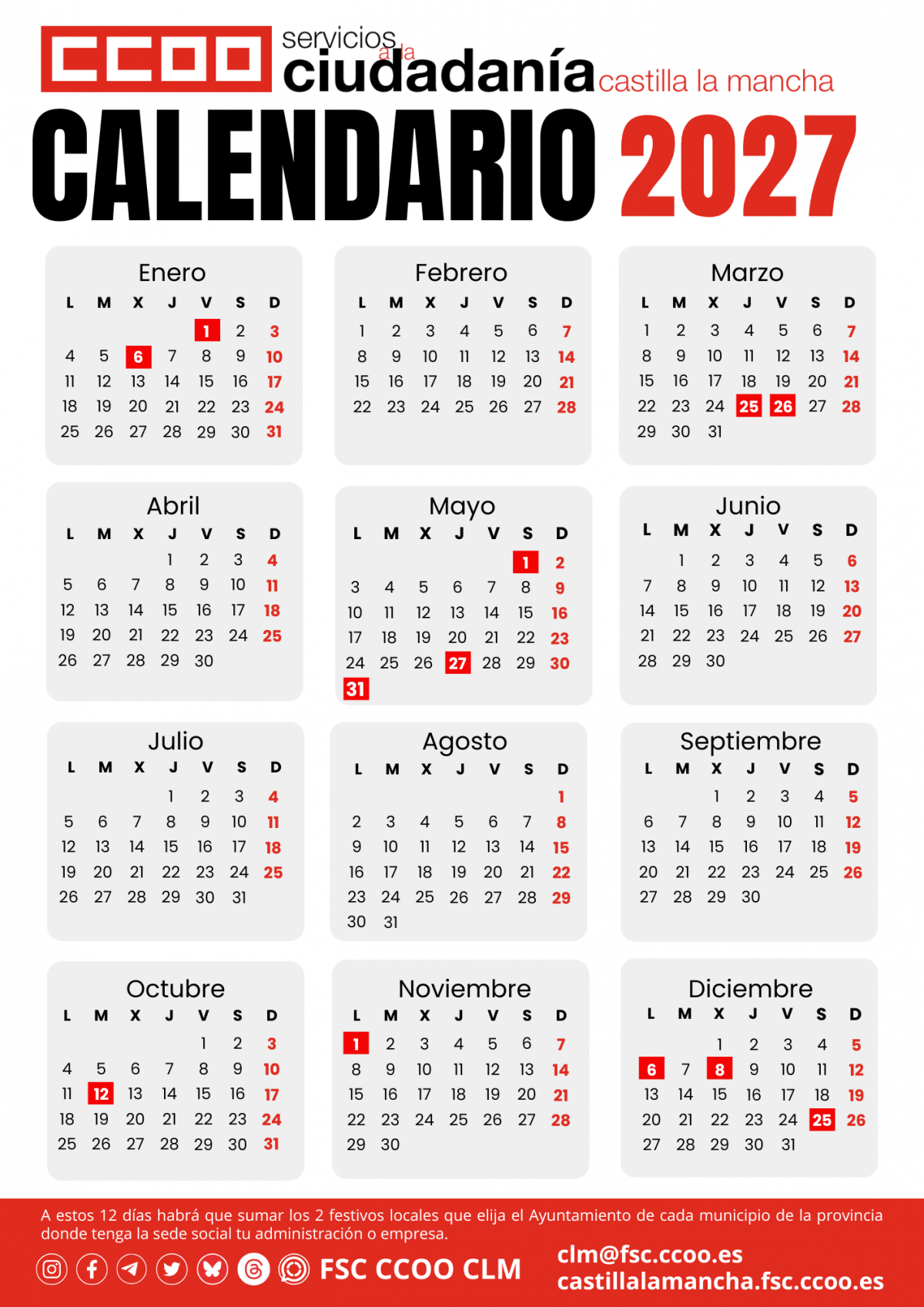 Calendario 2027 CLM