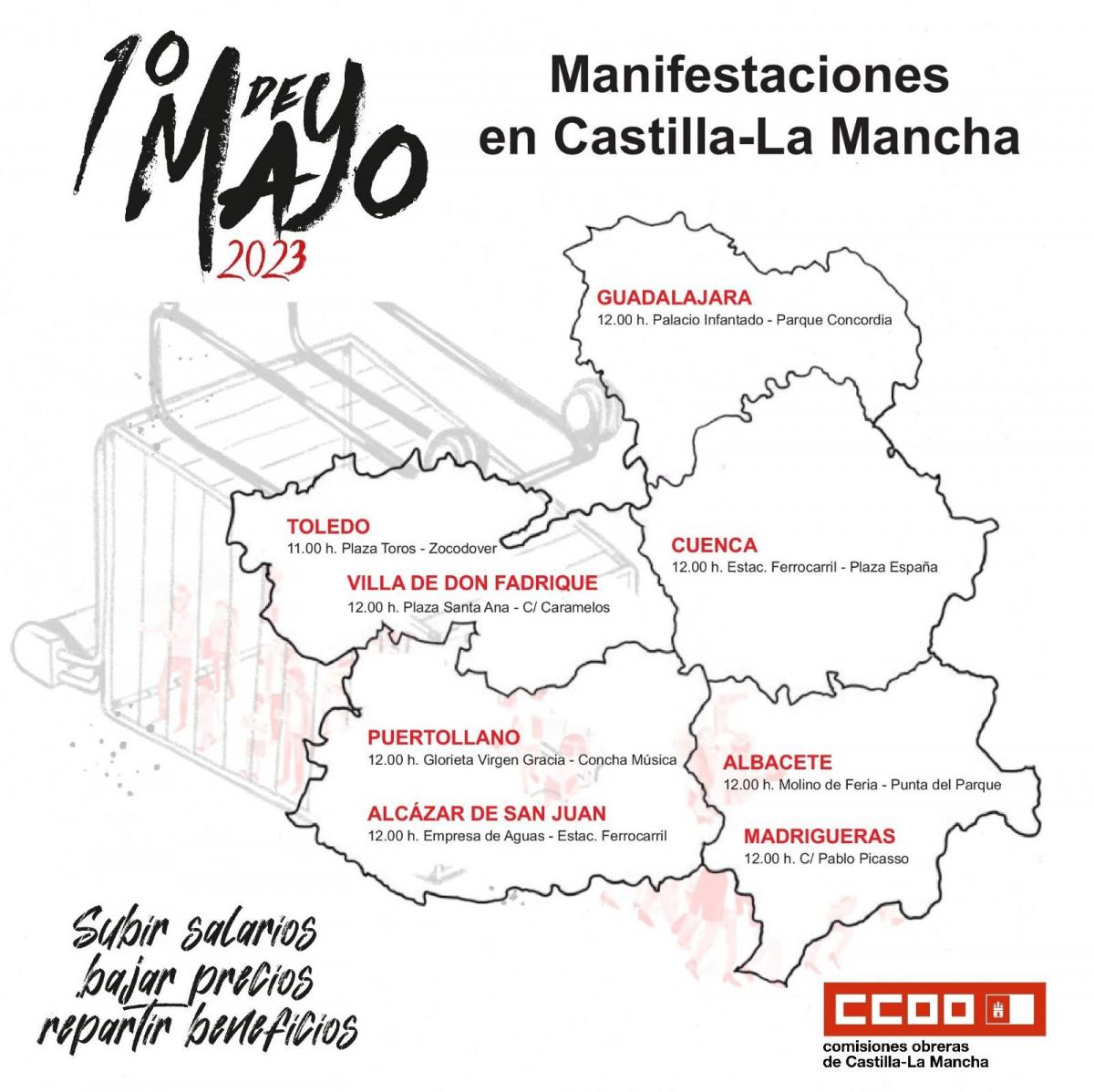Manifestaciones por el Primero de Mayo en Castilla-La Mancha
